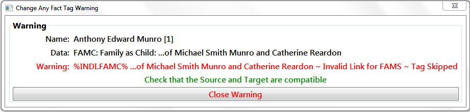 Warning Message