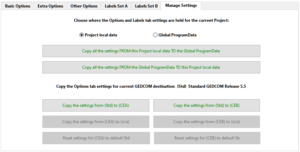 Manage Settings tab Manage Settings tab