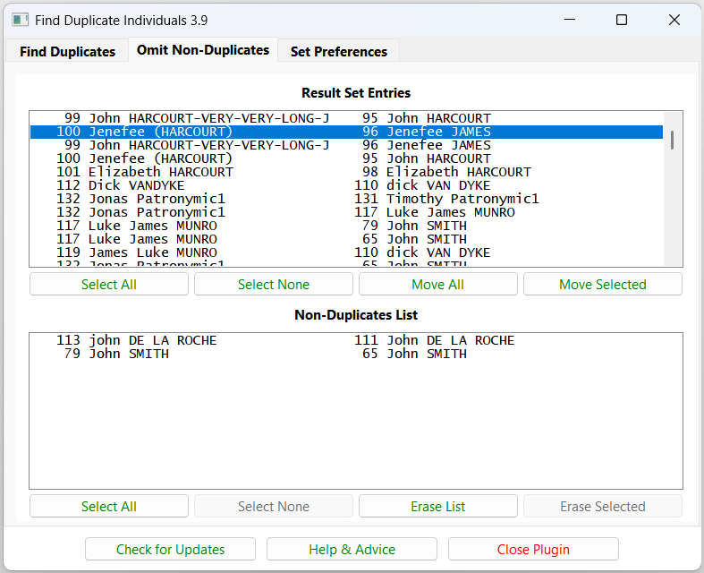 Omit Non-Duplicate Tab