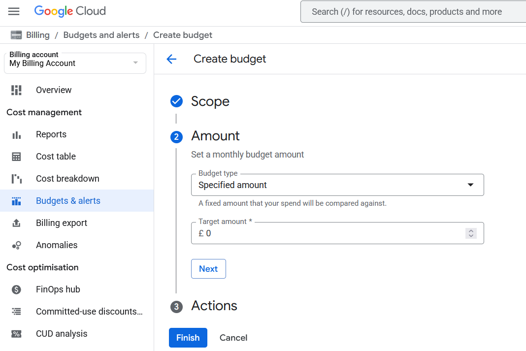 Create Budget Amount