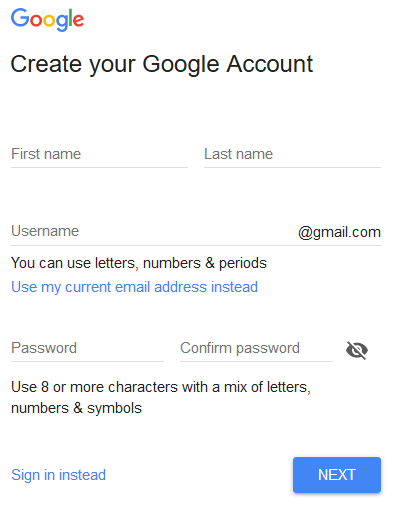 Create your Google Account Create your Google Account