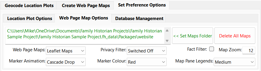 Web Page Map Options